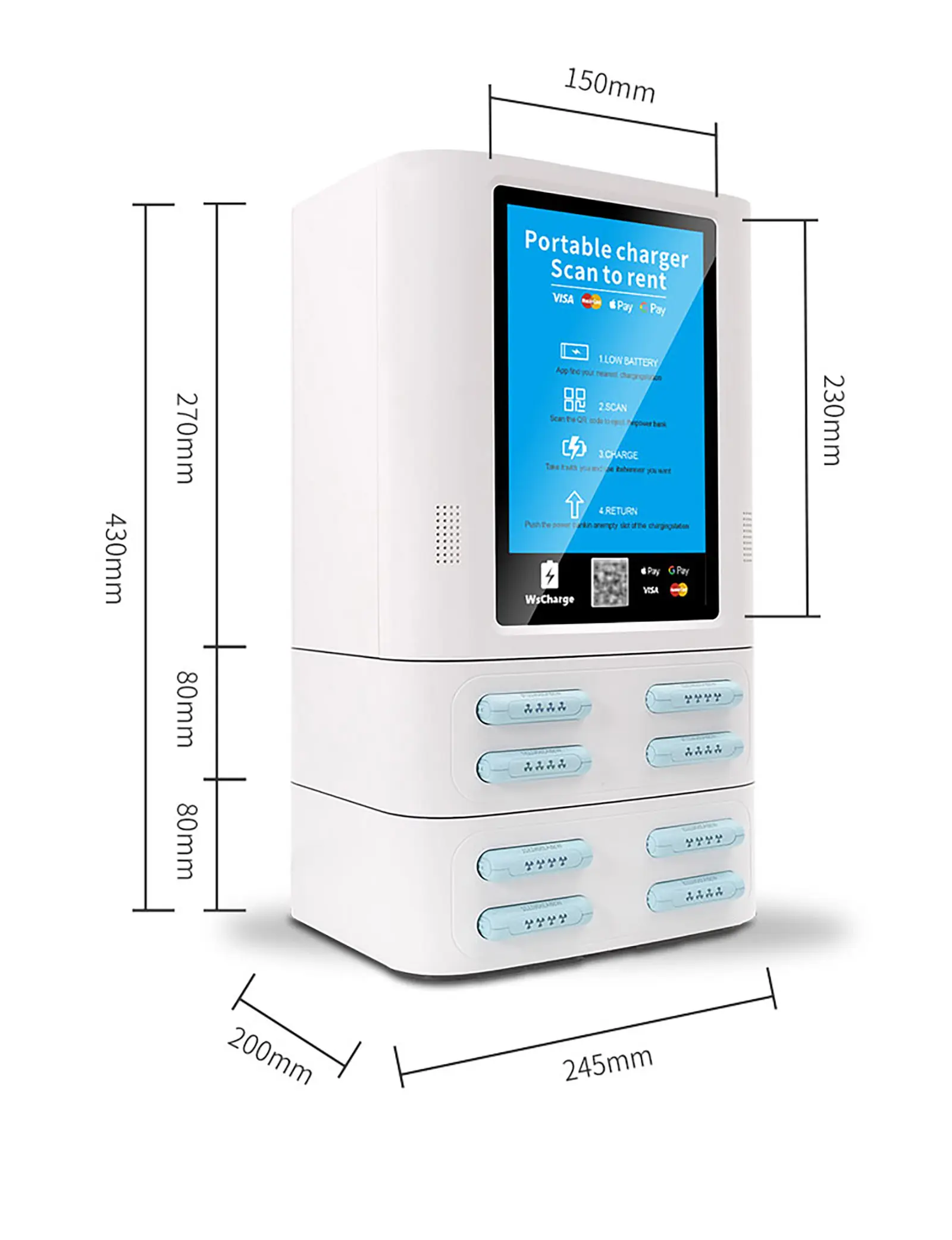 8 slots Shared Power Bank Kiosk Vending Machine with pos - white (3)