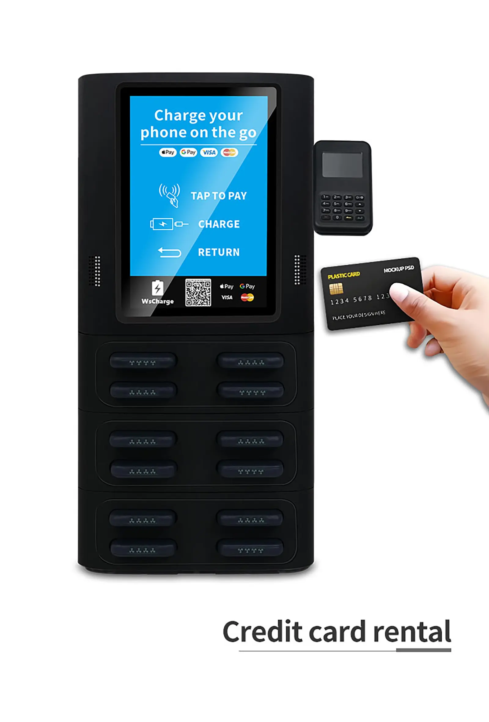 12 slots Rental Station Power Bank Rent with Custom Logo Support with pos -black (5)