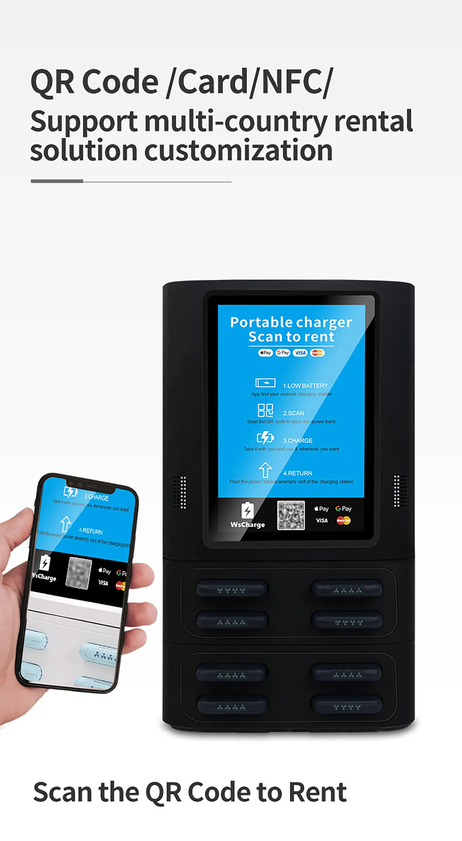 12 slots Rental Station Power Bank Rent with Custom Logo Support with pos -black (4)